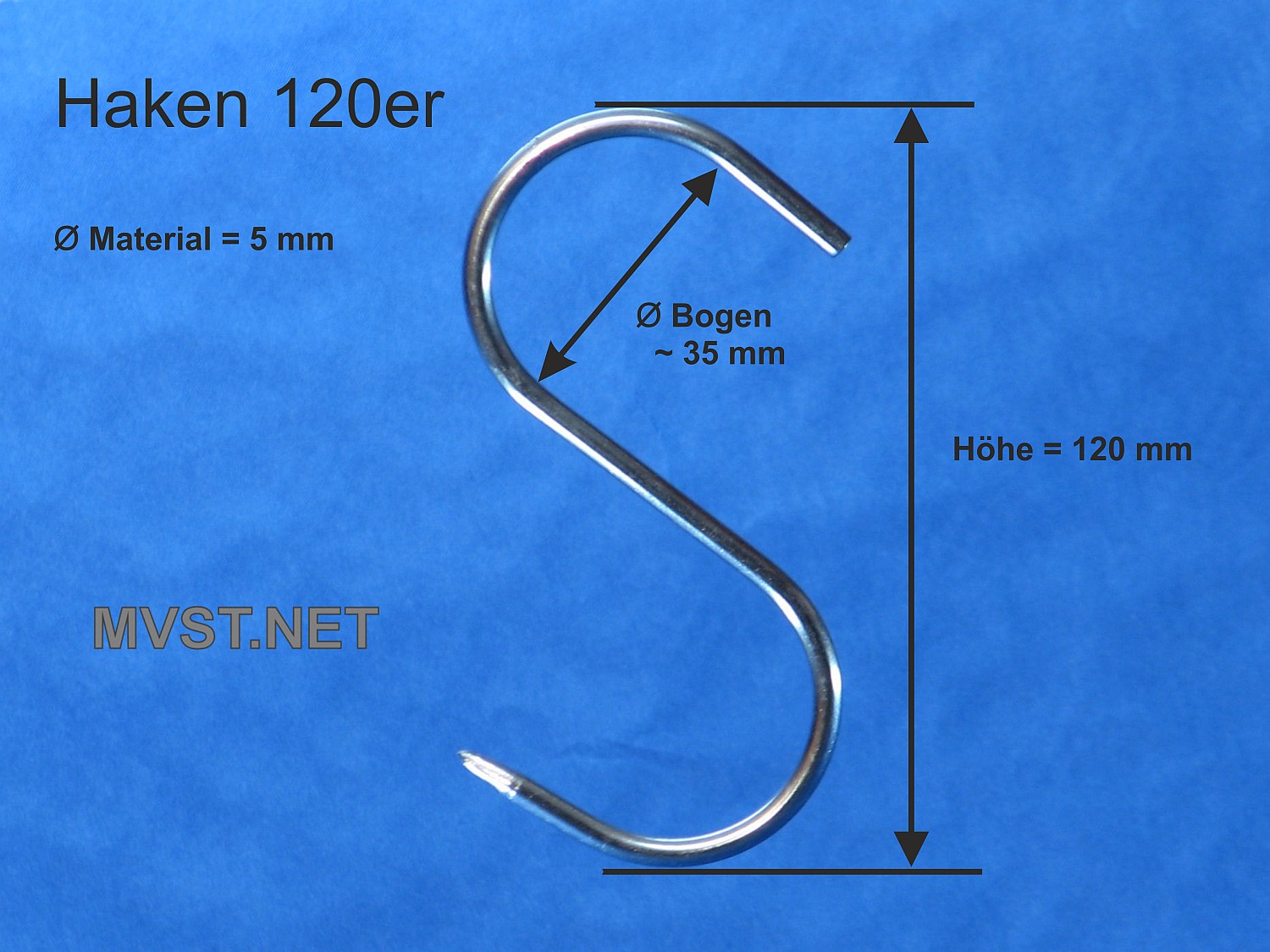 Fleischhaken 120/5 - 10 Stück Edelstahl Fleischhaken 120/5 - 10 Stück Edelstahl