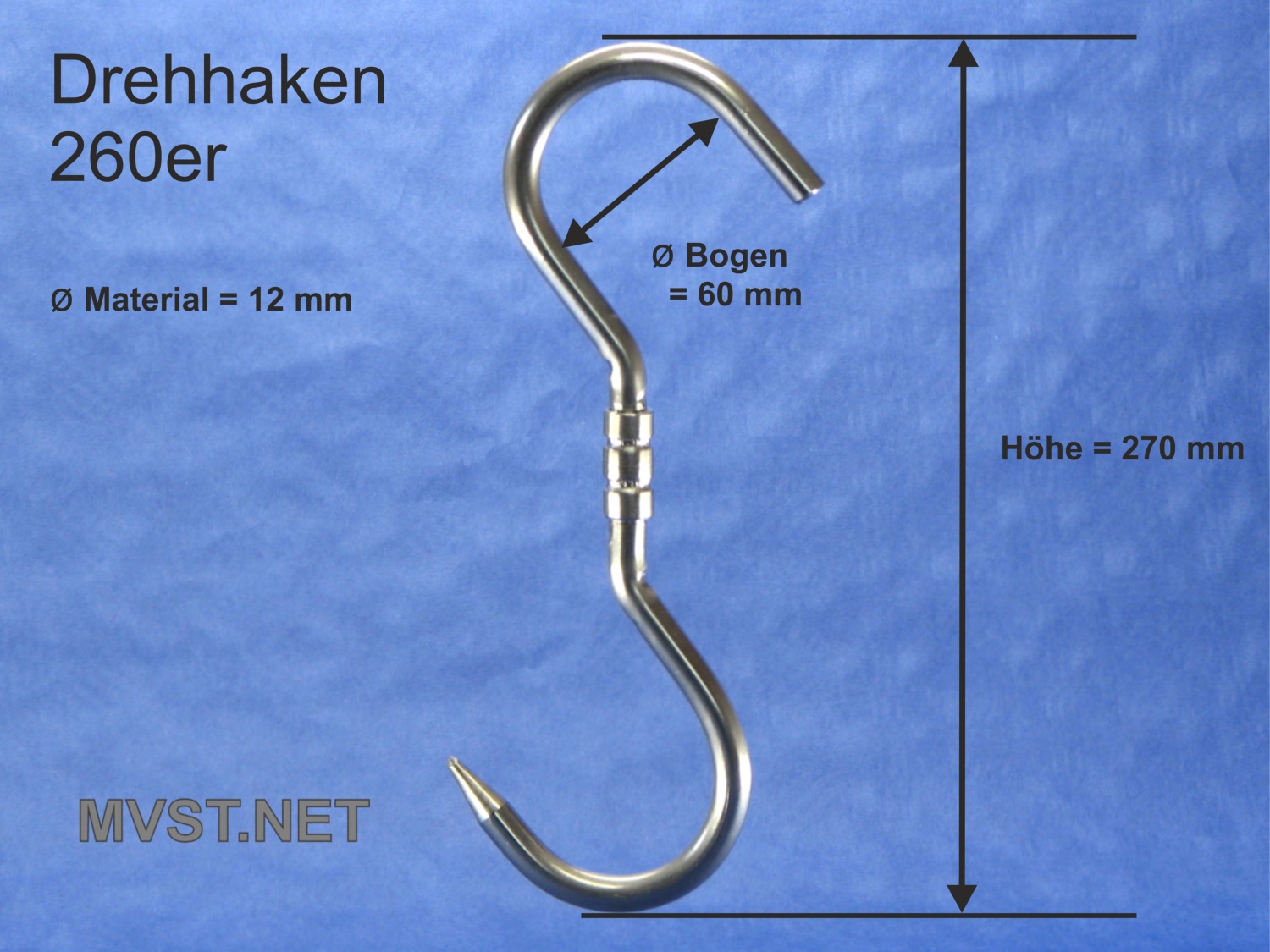 Fleischhaken 260/12 1 Stück Edelstahl Drehhaken Fleischhaken 260/12 1 Stück Edelstahl Drehhaken